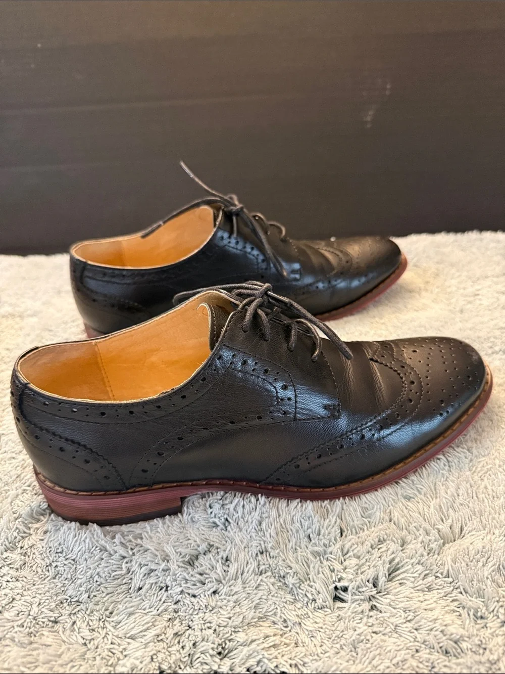 Women’s Classic Oxford Brogue Wingtip Leather Shoes - Picture 2 of 7